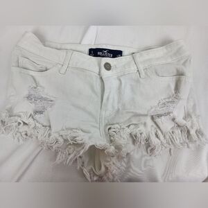 Hollister Women's Butterly White Distressed‎ Grunge Denim Booty Shorts (#1,379)